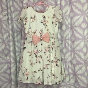 Floral Kids Dress with Pink Bow